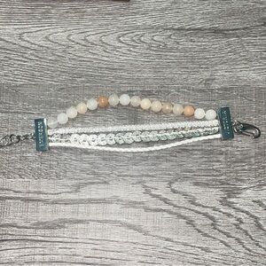 Victoria Emerson Silver, Cream and Tan Beaded Bracelet